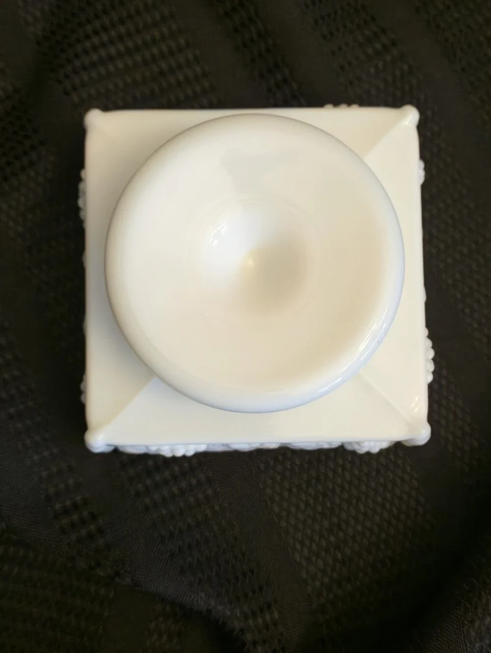 Westmoreland Beaded Milk Glass Grape & Leaf Covered 
